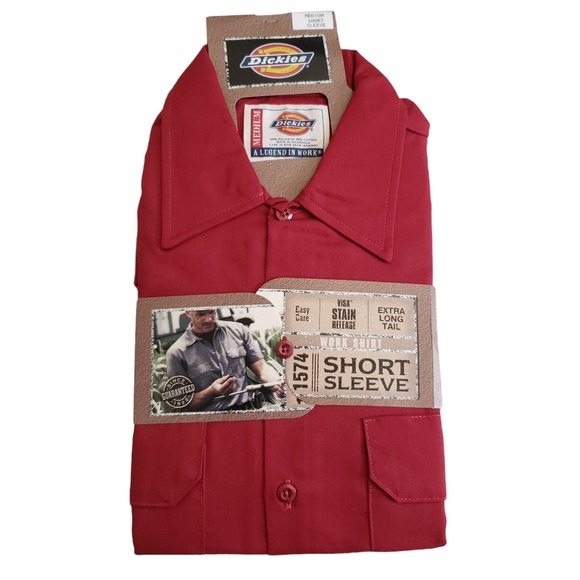 Dickies Other - DICKIES button down short sleeve casual work shirt in English Red Size M NEW